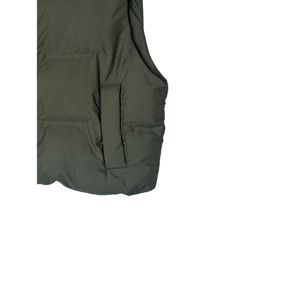 Zara Puffer Vest Women's Size XXL Olive Full Zip Pockets High‎ Collar Outdoor - Picture 8 of 8